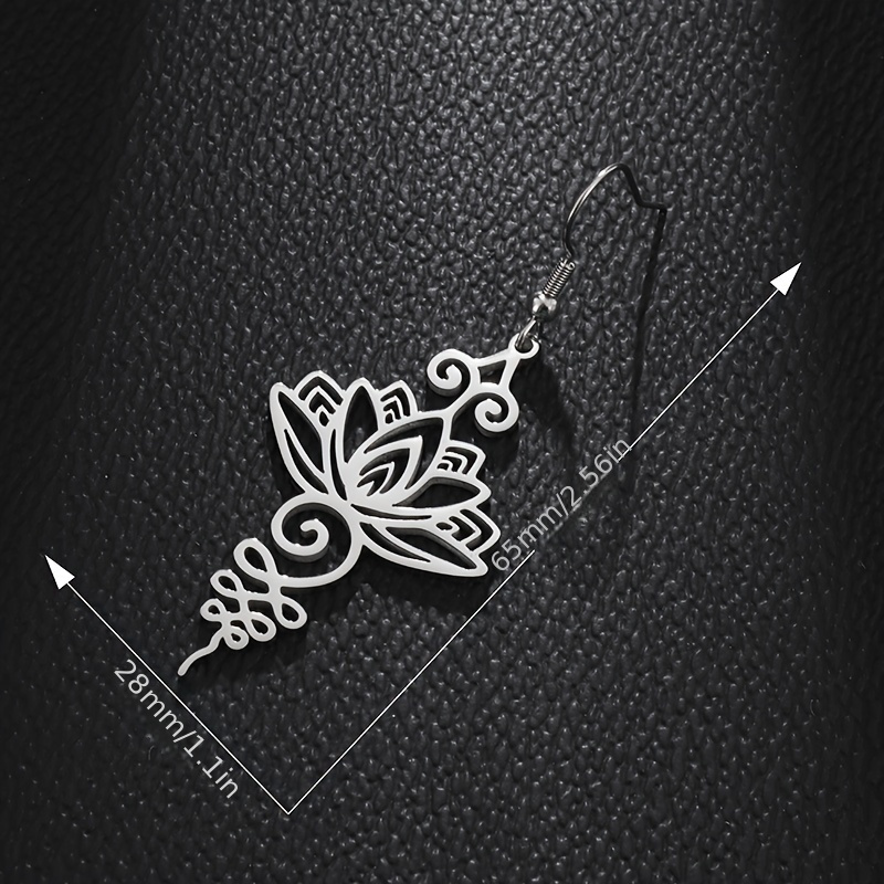 Lotus Pattern Stainless Steel Women's Earrings for Jewelry Parties